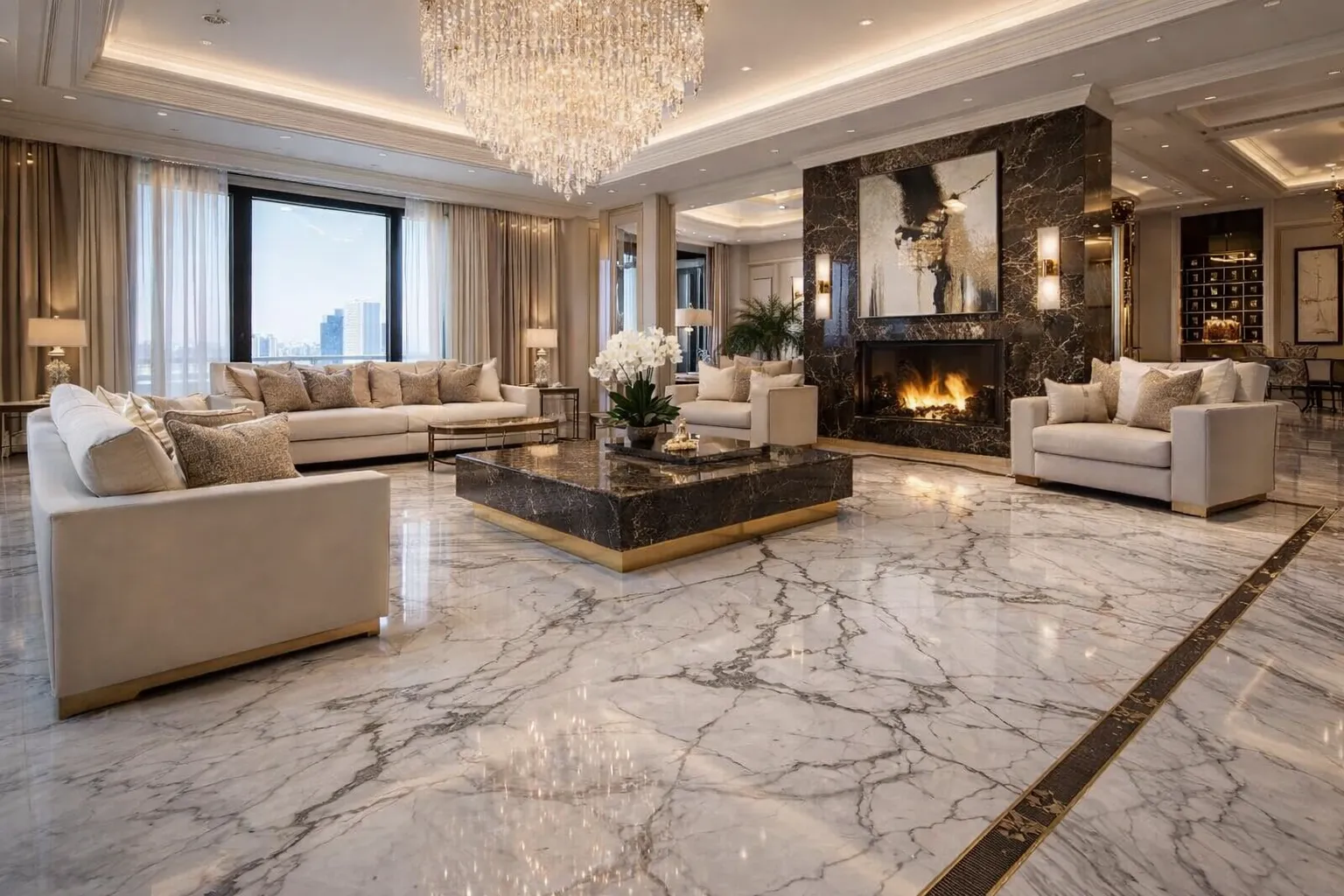 Statuario marble texture veining
